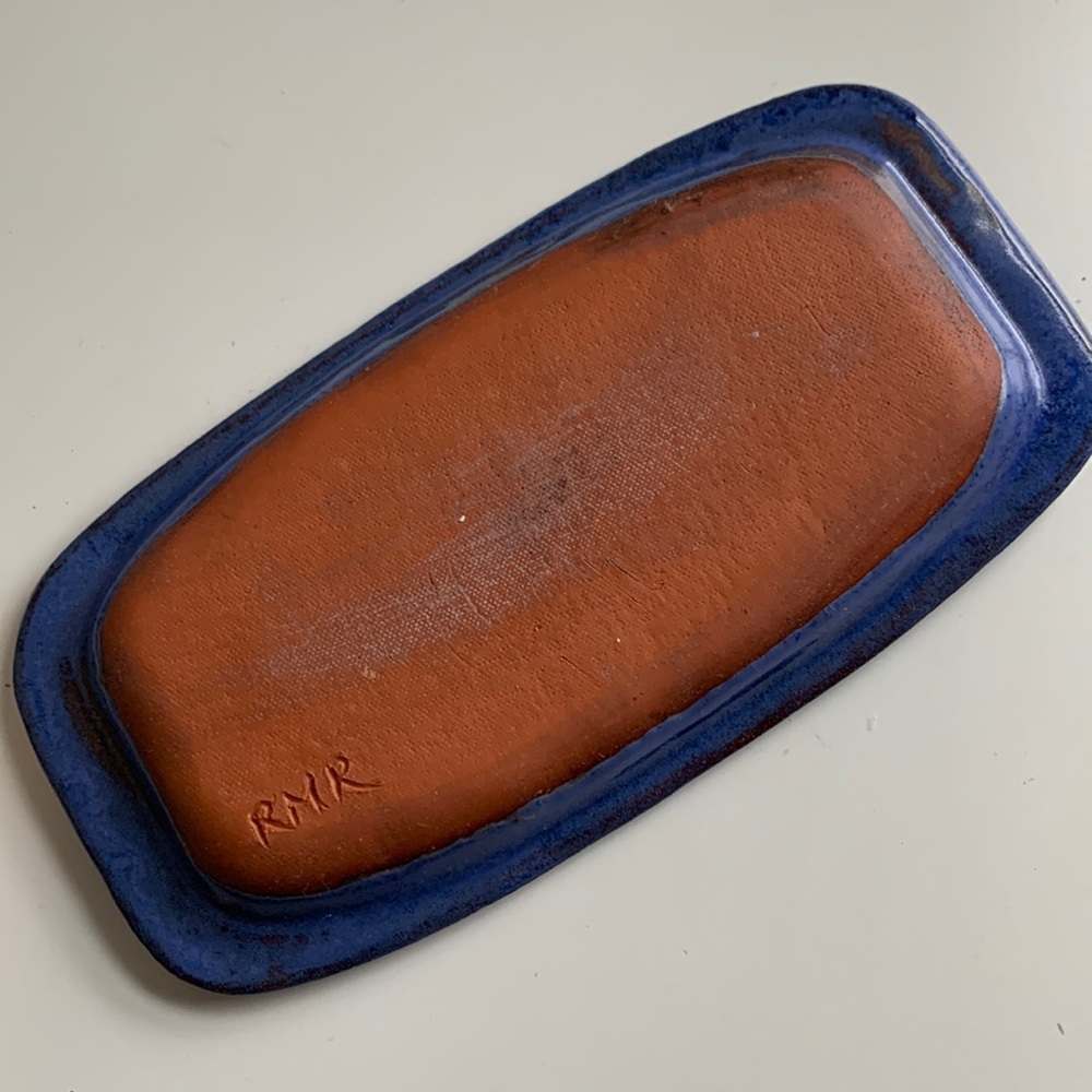 NEW Hand Made Pottery Tray in Rich Blue/Purple & Brown - Picture 4 of 7